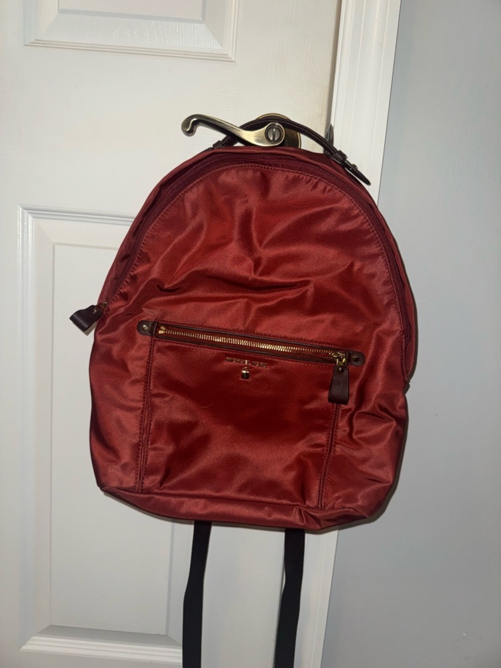 Michael Kors Men's Wine Nylon Backpack with Gold Hardware - Picture 2 of 2